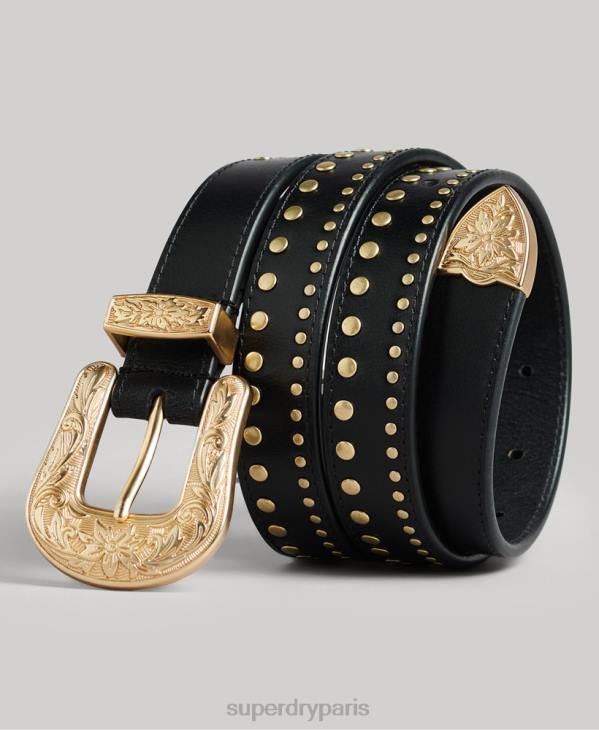 Superdry femmes ceinture en cuir western D64Z4216 accessoires noir