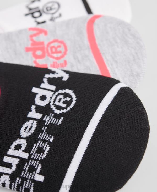 Superdry femmes Lot de 3 paires de chaussettes invisibles coolmax D64Z4330 accessoires multi