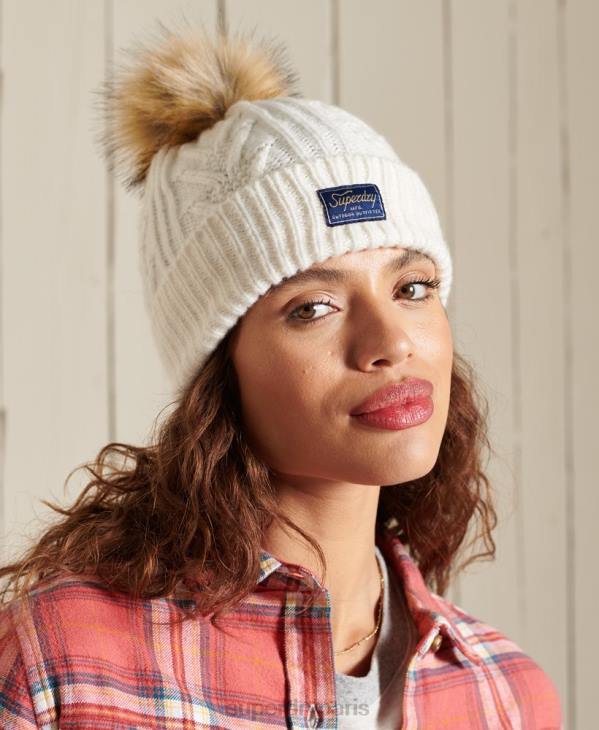 Superdry femmes bonnet cable lux D64Z4298 accessoires blanc