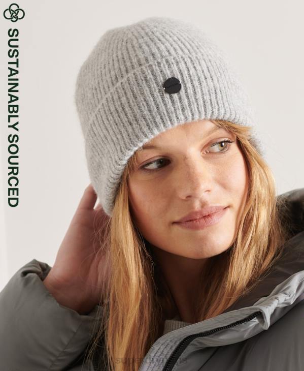 Superdry femmes bonnet de luxe D64Z6611 accessoires gris clair
