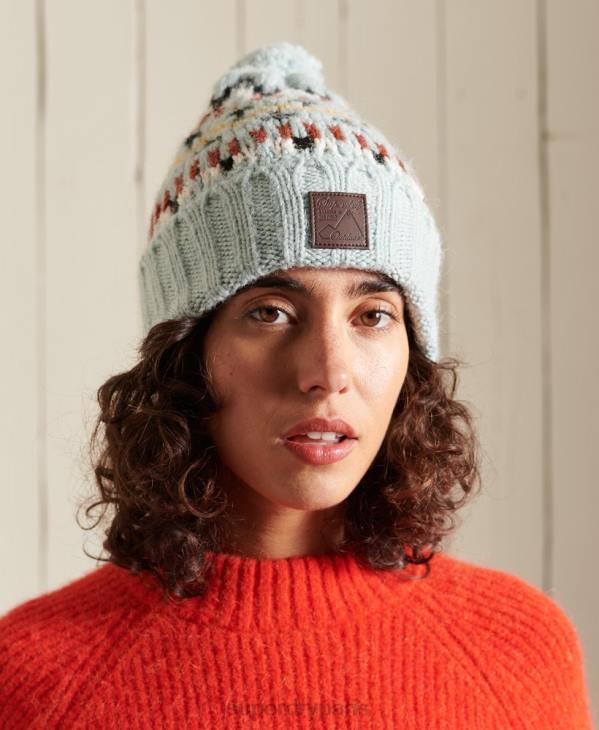 Superdry femmes bonnet intarsia D64Z4310 accessoires bleu