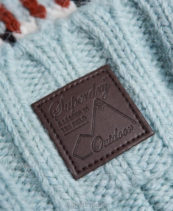 Superdry femmes bonnet intarsia D64Z4310 accessoires bleu