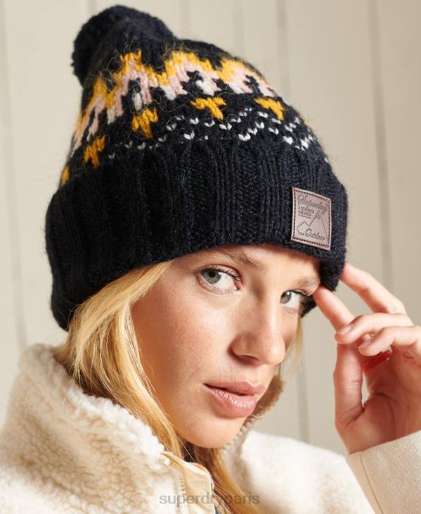 Superdry femmes bonnet intarsia D64Z6621 accessoires marine