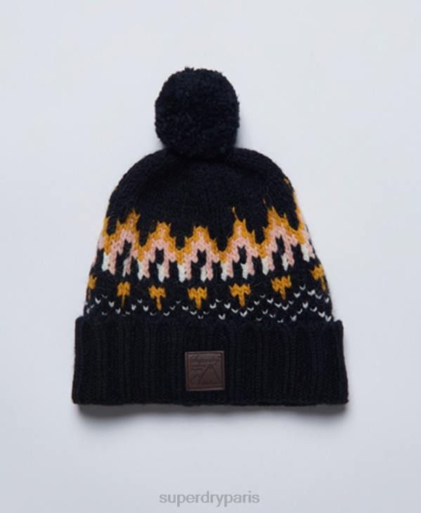 Superdry femmes bonnet intarsia D64Z6621 accessoires marine
