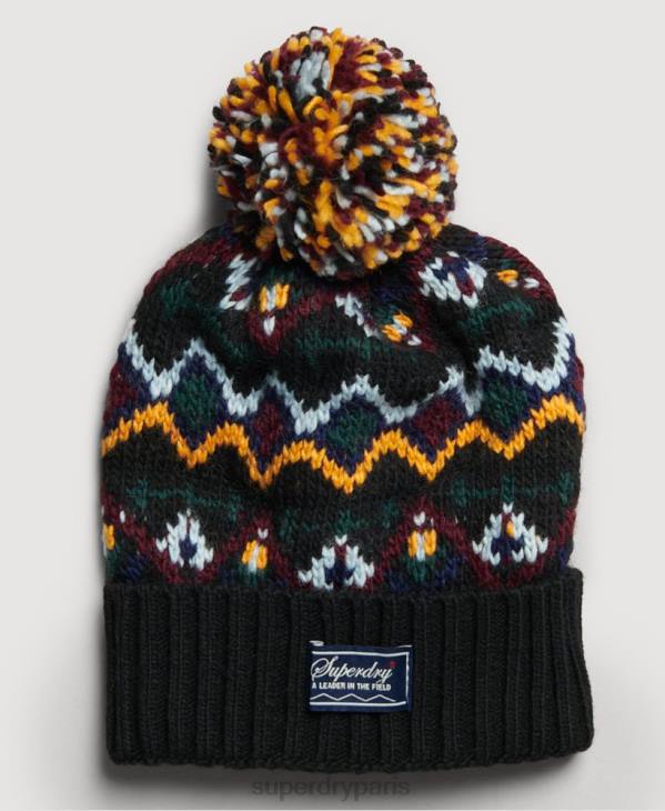 Superdry femmes bonnet jacquard D64Z6737 accessoires noir
