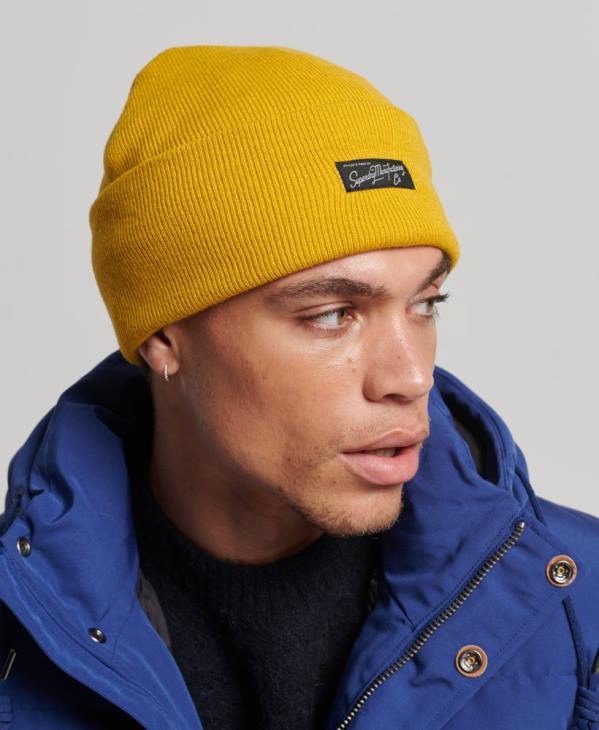 Superdry femmes bonnet à logo D64Z1682 accessoires jaune
