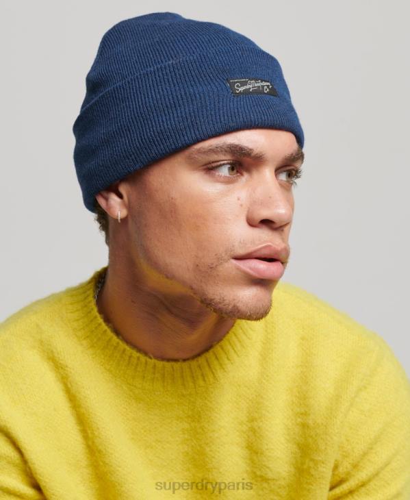 Superdry femmes bonnet à logo D64Z1687 accessoires bleu