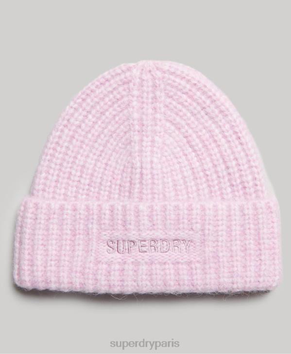Superdry femmes bonnet nervuré essentiel D64Z4224 accessoires rose