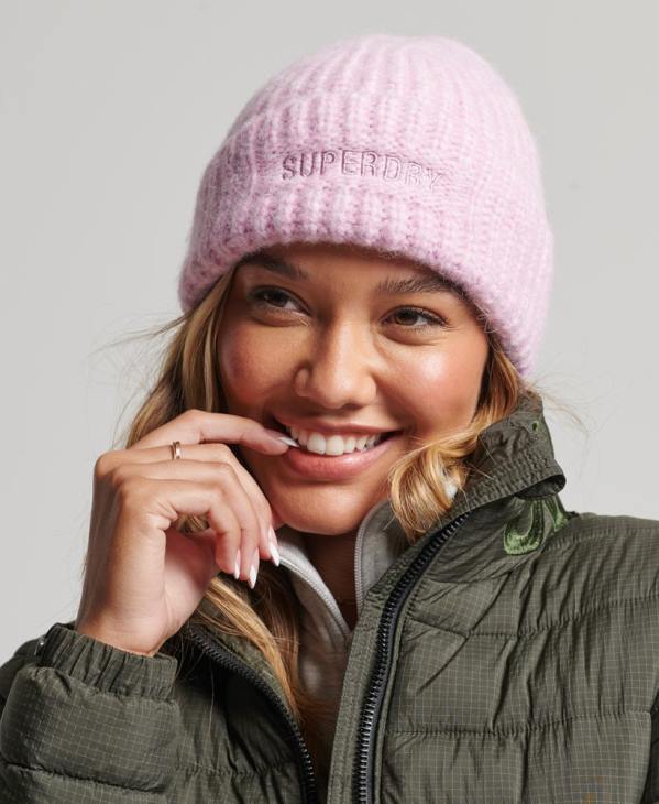 Superdry femmes bonnet nervuré essentiel D64Z4224 accessoires rose