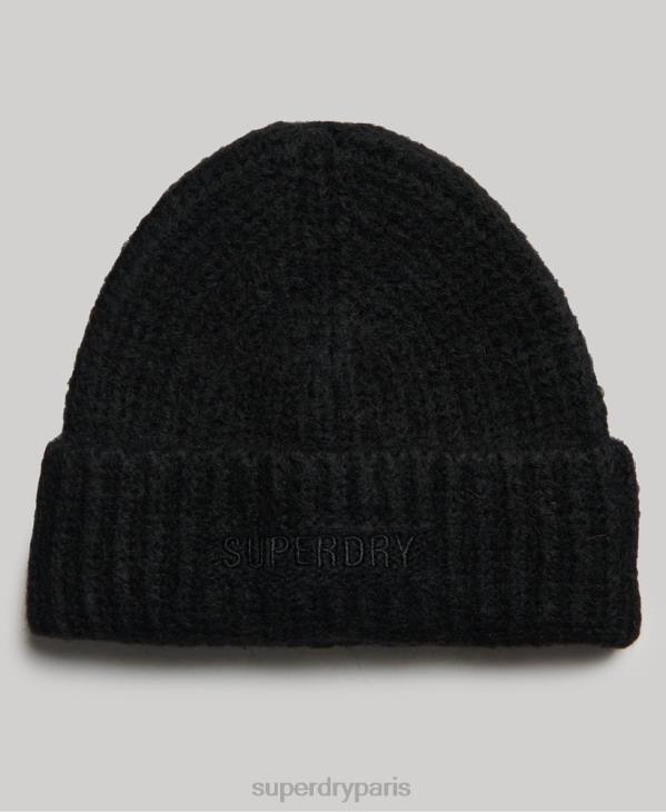 Superdry femmes bonnet nervuré essentiel D64Z4235 accessoires noir