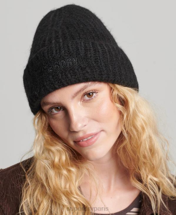 Superdry femmes bonnet nervuré essentiel D64Z4235 accessoires noir