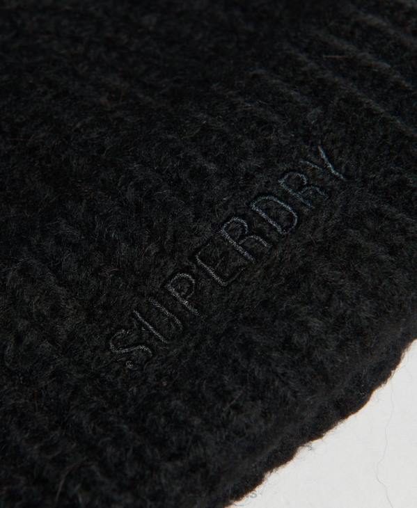Superdry femmes bonnet nervuré essentiel D64Z4235 accessoires noir