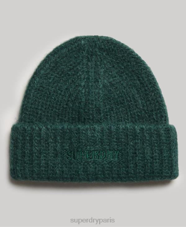 Superdry femmes bonnet nervuré essentiel D64Z4236 accessoires vert