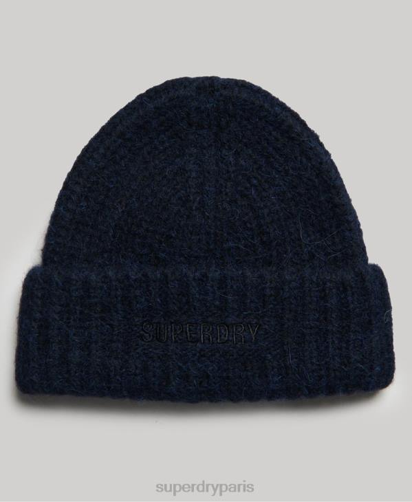 Superdry femmes bonnet nervuré essentiel D64Z4237 accessoires marine