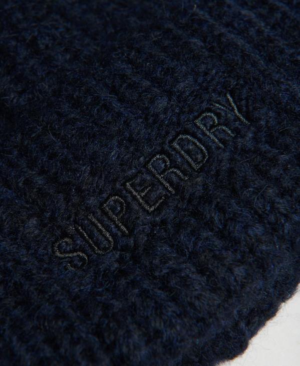 Superdry femmes bonnet nervuré essentiel D64Z4237 accessoires marine