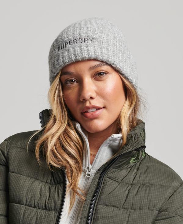 Superdry femmes bonnet nervuré essentiel D64Z4238 accessoires argent