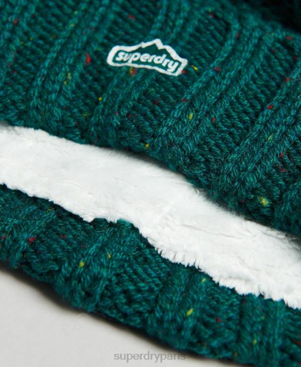 Superdry femmes bonnet à pompon en maille torsadée D64Z4260 accessoires vert