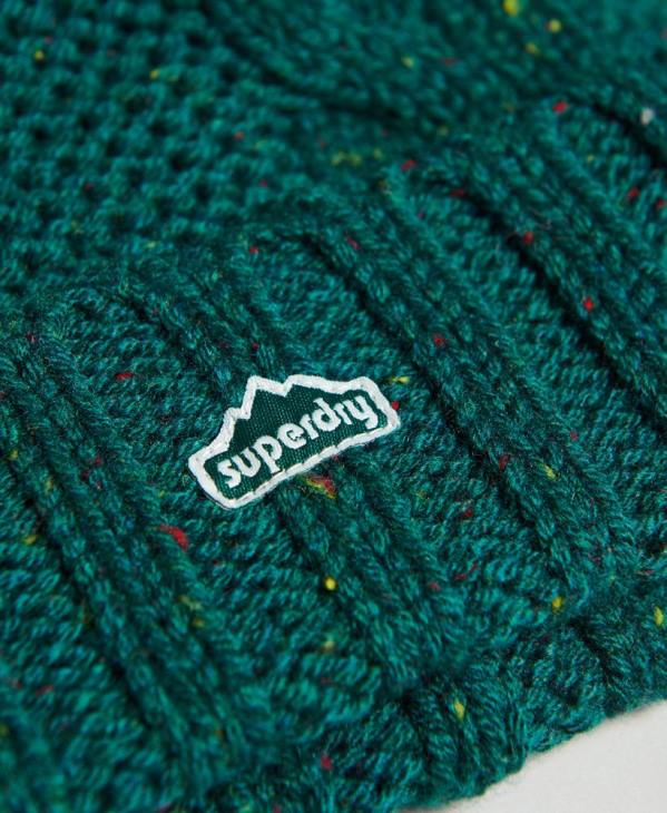 Superdry femmes bonnet à pompon en maille torsadée D64Z4260 accessoires vert