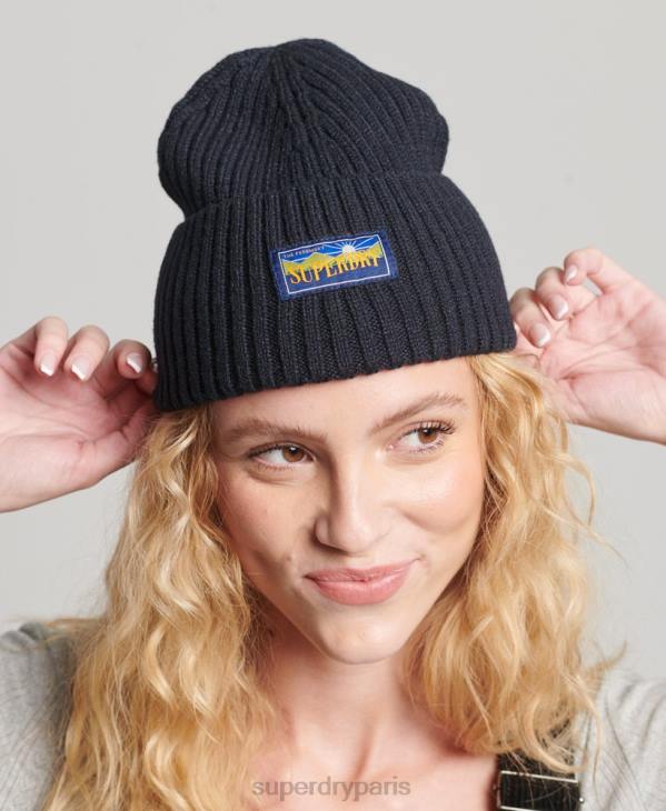 Superdry femmes bonnet radar en laine mélangée D64Z1694 accessoires marine
