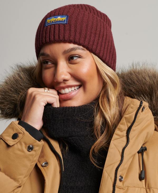 Superdry femmes bonnet radar en laine mélangée D64Z4244 accessoires rouge