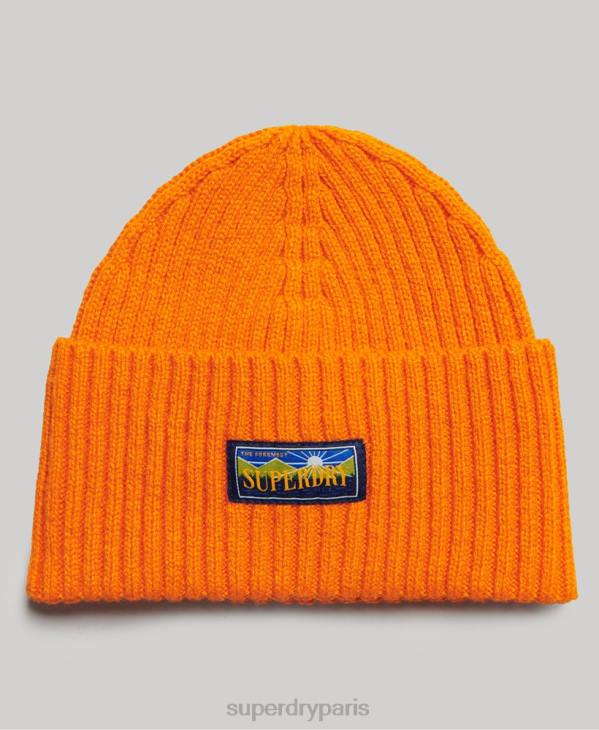 Superdry femmes bonnet radar en laine mélangée D64Z4245 accessoires orange