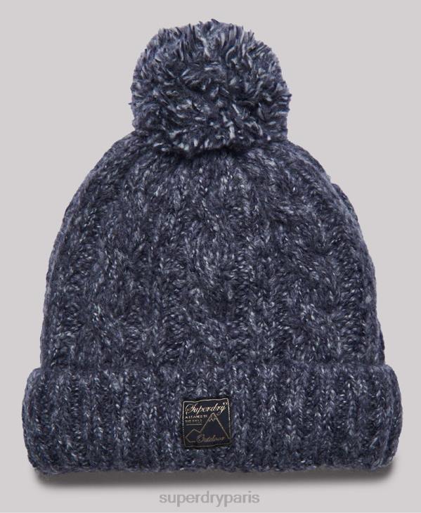 Superdry femmes bonnet à torsades en tweed D64Z4293 accessoires marine