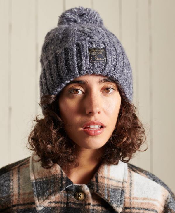 Superdry femmes bonnet à torsades en tweed D64Z4293 accessoires marine