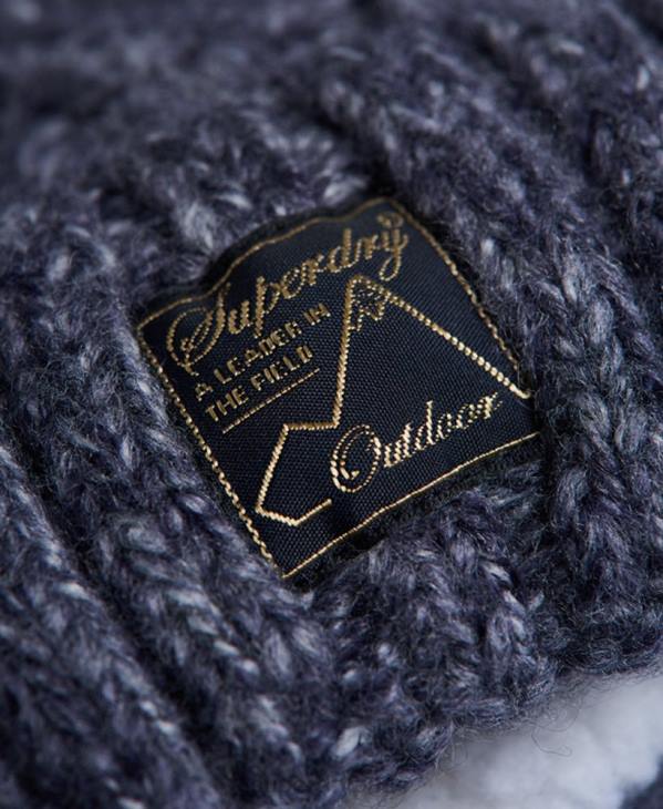 Superdry femmes bonnet à torsades en tweed D64Z4293 accessoires marine