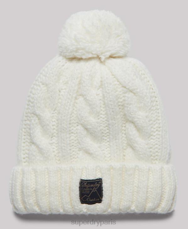 Superdry femmes bonnet à torsades en tweed D64Z4295 accessoires blanc