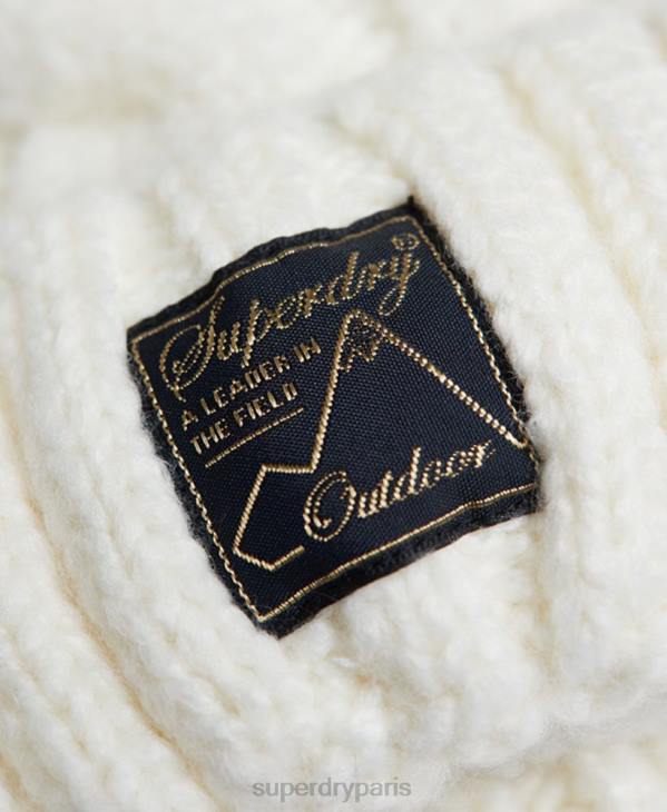 Superdry femmes bonnet à torsades en tweed D64Z4295 accessoires blanc