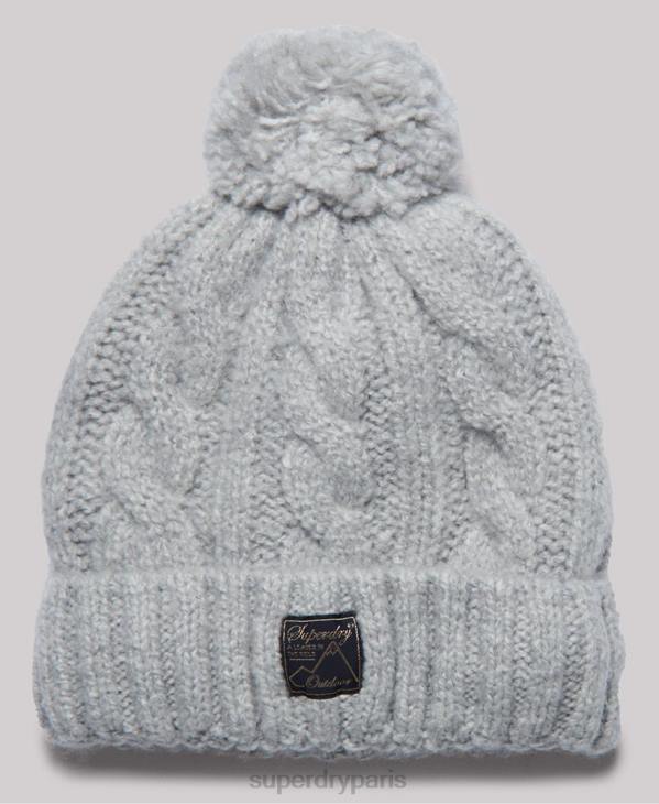 Superdry femmes bonnet à torsades en tweed D64Z4296 accessoires gris clair