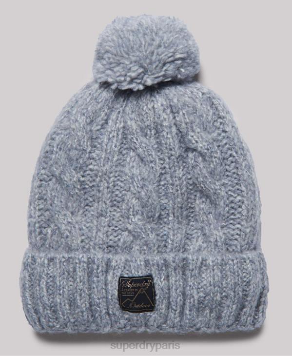 Superdry femmes bonnet à torsades en tweed D64Z4297 accessoires gris