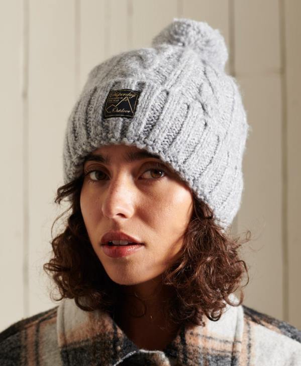 Superdry femmes bonnet à torsades en tweed D64Z4297 accessoires gris
