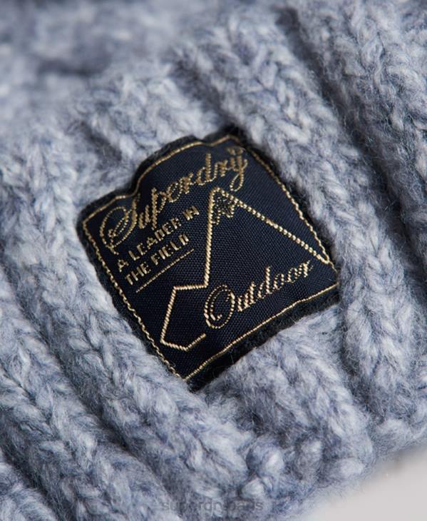 Superdry femmes bonnet à torsades en tweed D64Z4297 accessoires gris