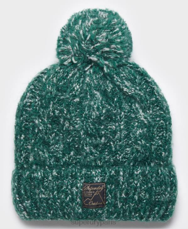 Superdry femmes bonnet à torsades en tweed D64Z4312 accessoires vert