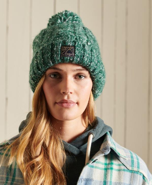 Superdry femmes bonnet à torsades en tweed D64Z4312 accessoires vert