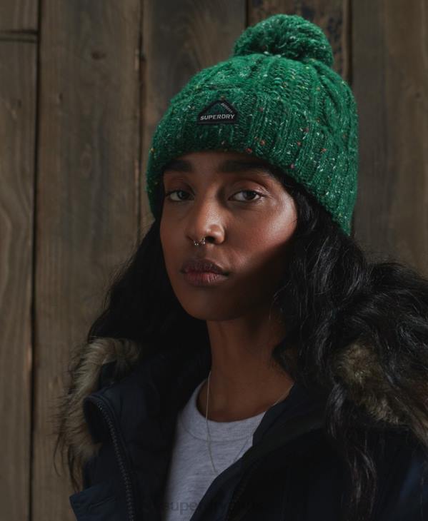 Superdry femmes bonnet à torsades gracie D64Z4321 accessoires vert