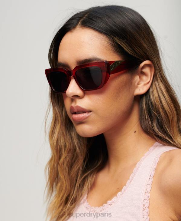 Superdry femmes lunettes de soleil angulaires sdr 90s D64Z2086 accessoires rouge