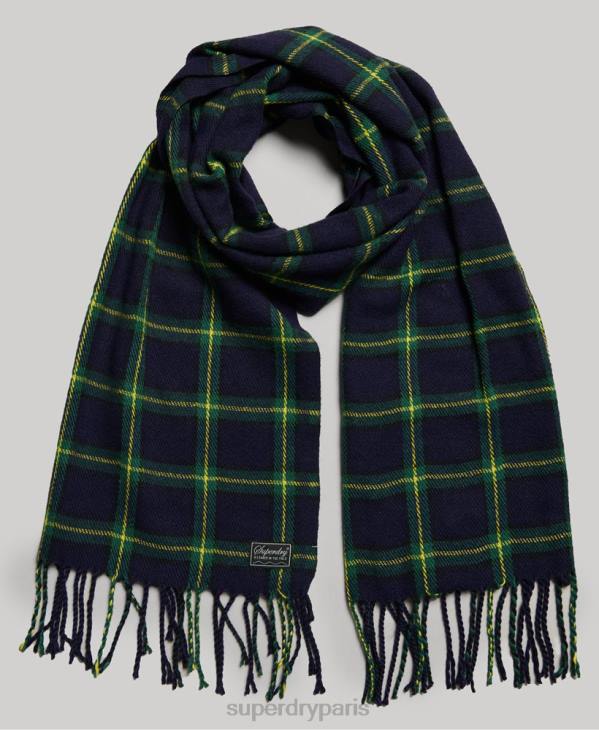 Superdry femmes écharpe à carreaux vintage D64Z4239 accessoires marine