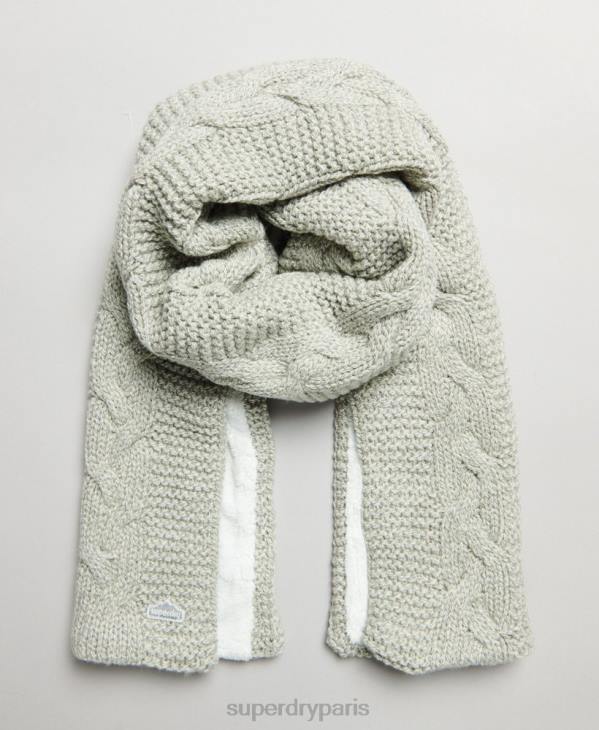 Superdry femmes écharpe en maille torsadée D64Z4250 accessoires gris clair