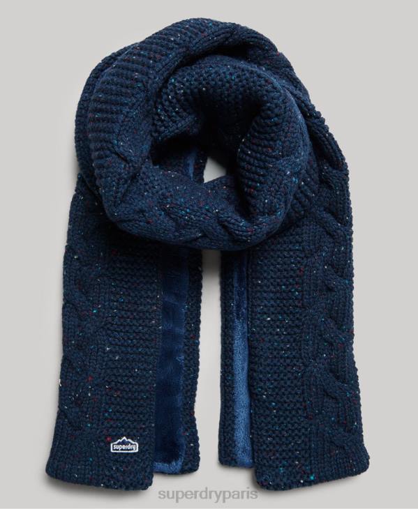 Superdry femmes écharpe en maille torsadée D64Z4251 accessoires marine