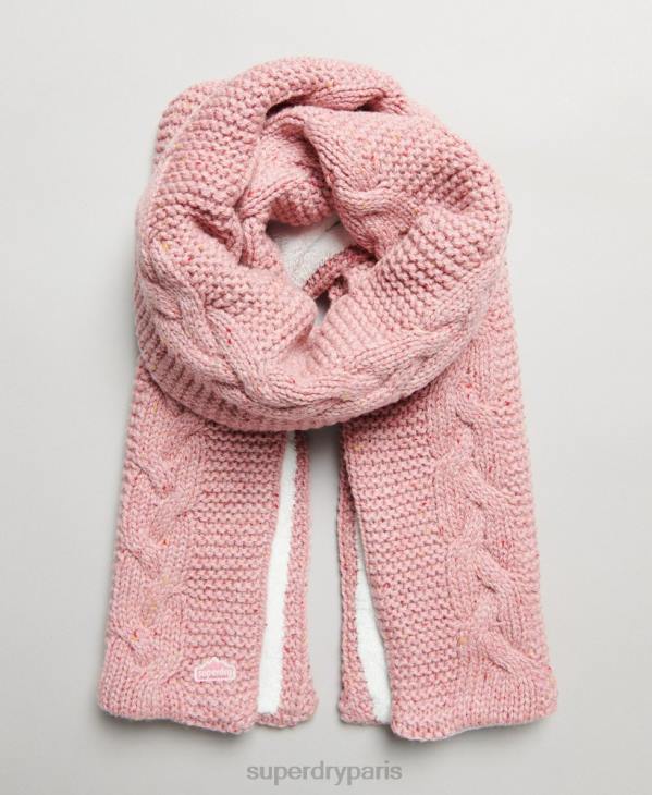 Superdry femmes écharpe en maille torsadée D64Z4252 accessoires rose
