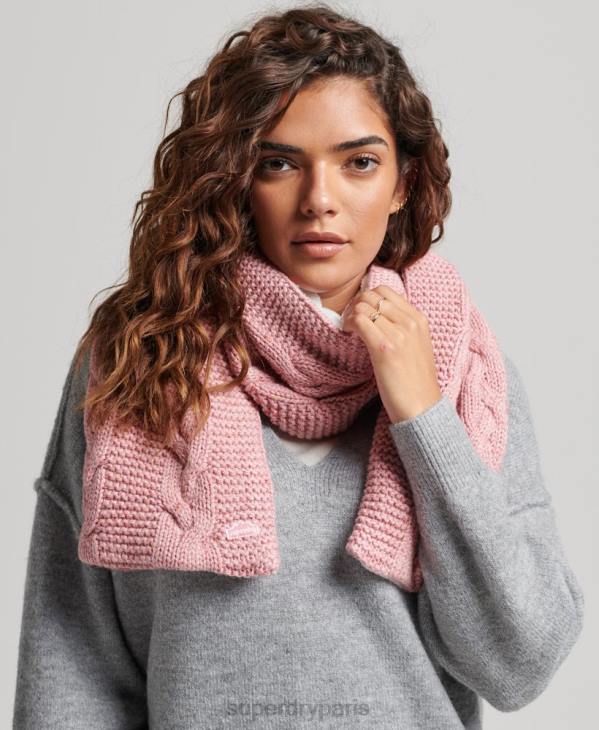 Superdry femmes écharpe en maille torsadée D64Z4252 accessoires rose