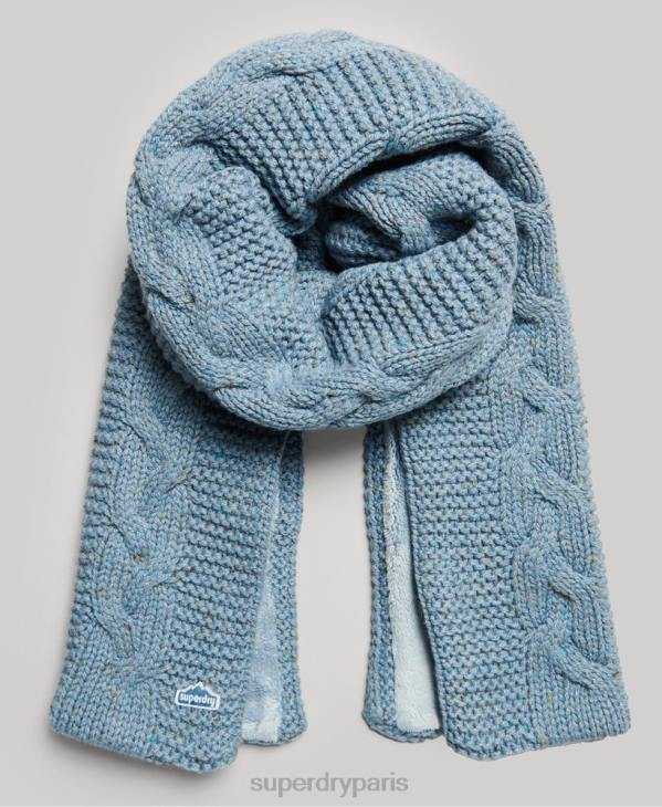 Superdry femmes écharpe en maille torsadée D64Z4253 accessoires bleu clair