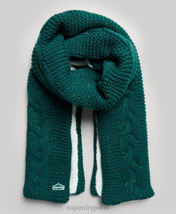 Superdry femmes écharpe en maille torsadée D64Z4254 accessoires vert