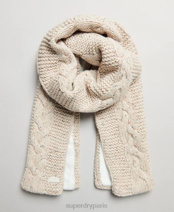 Superdry femmes écharpe en maille torsadée D64Z4255 accessoires beige