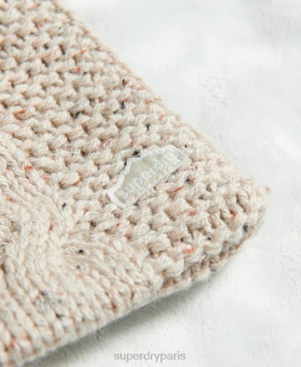Superdry femmes écharpe en maille torsadée D64Z4255 accessoires beige