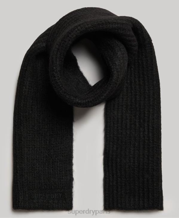 Superdry femmes écharpe nervurée essentielle D64Z4240 accessoires noir