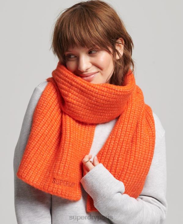 Superdry femmes écharpe nervurée essentielle D64Z4243 accessoires orange