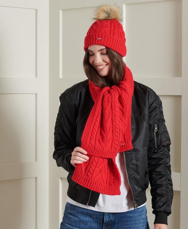 Superdry femmes écharpe à torsades lannah D64Z4323 accessoires rouge